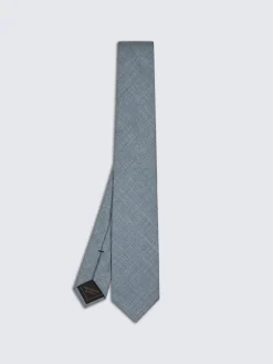 Hot Brioni sharkskin silk, cashmere and linen twill tie Petroleum blue