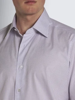 Discount Brioni and lilac micro-checked Ginza 45 cotton formal shirt Pink