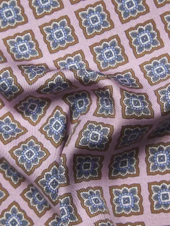 Discount Brioni and sky blue motif silk pocket square Pink