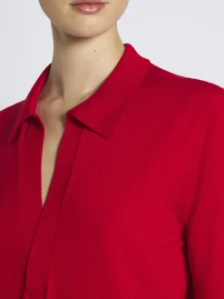 Online Brioni Red cashmere and silk long-sleeved polo