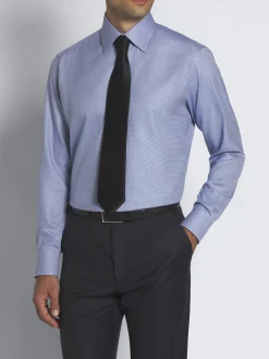 Outlet Brioni micro houndstooth Sea Island cotton formal shirt Royal blue