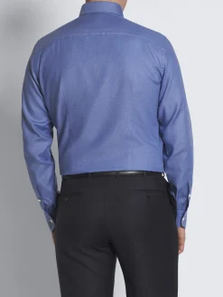 New Brioni micro motif cotton formal shirt Royal blue