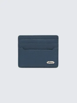 Fashion Brioni grained leather card holder Sapphire blue