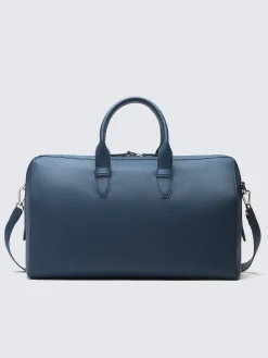 Discount Brioni grained leather duffle bag Sapphire blue