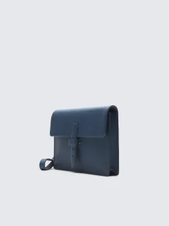 Sale Brioni grained leather hand pouch Sapphire blue