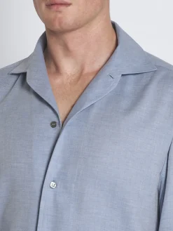 Clearance Brioni Sky blue cotton and cashmere Capri collar shirt