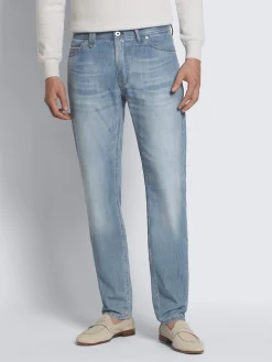 Outlet Brioni Sky blue cotton selvedge denim Meribel jeans