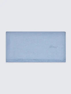 Sale Brioni linen and silk scarf Sky Blue
