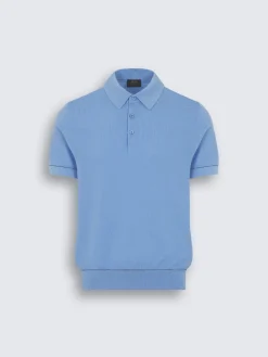 Outlet Brioni Sky blue Sea Island cotton piqué polo