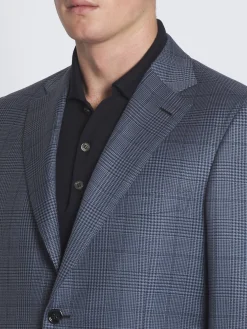 Hot Brioni Steel blue glen plaid wool Ravello jacket