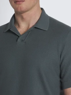 Discount Brioni jacquard Sea Island cotton polo Steel blue