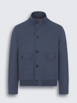 Outlet Brioni technical linen 75 blouson Steel blue