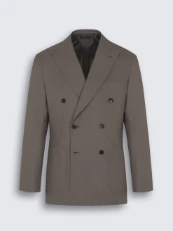 Online Brioni Taupe silk seersucker double-breasted Soffio jacket