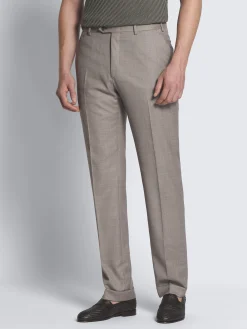 Online Brioni Taupe Super 130's wool sharkskin Tigullio trousers