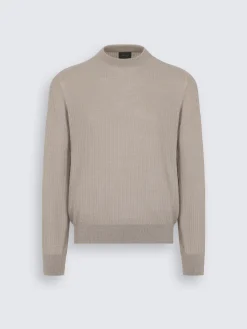 Online Brioni Taupe Super 130's wool sharkskin Tigullio trousers