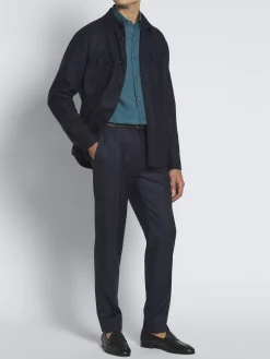 Outlet Brioni linen hidden button-down shirt Teal green