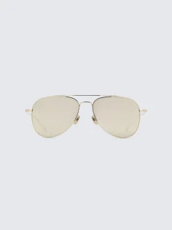 Outlet Brioni Titanium and grey pilot shape sunglasses Gold