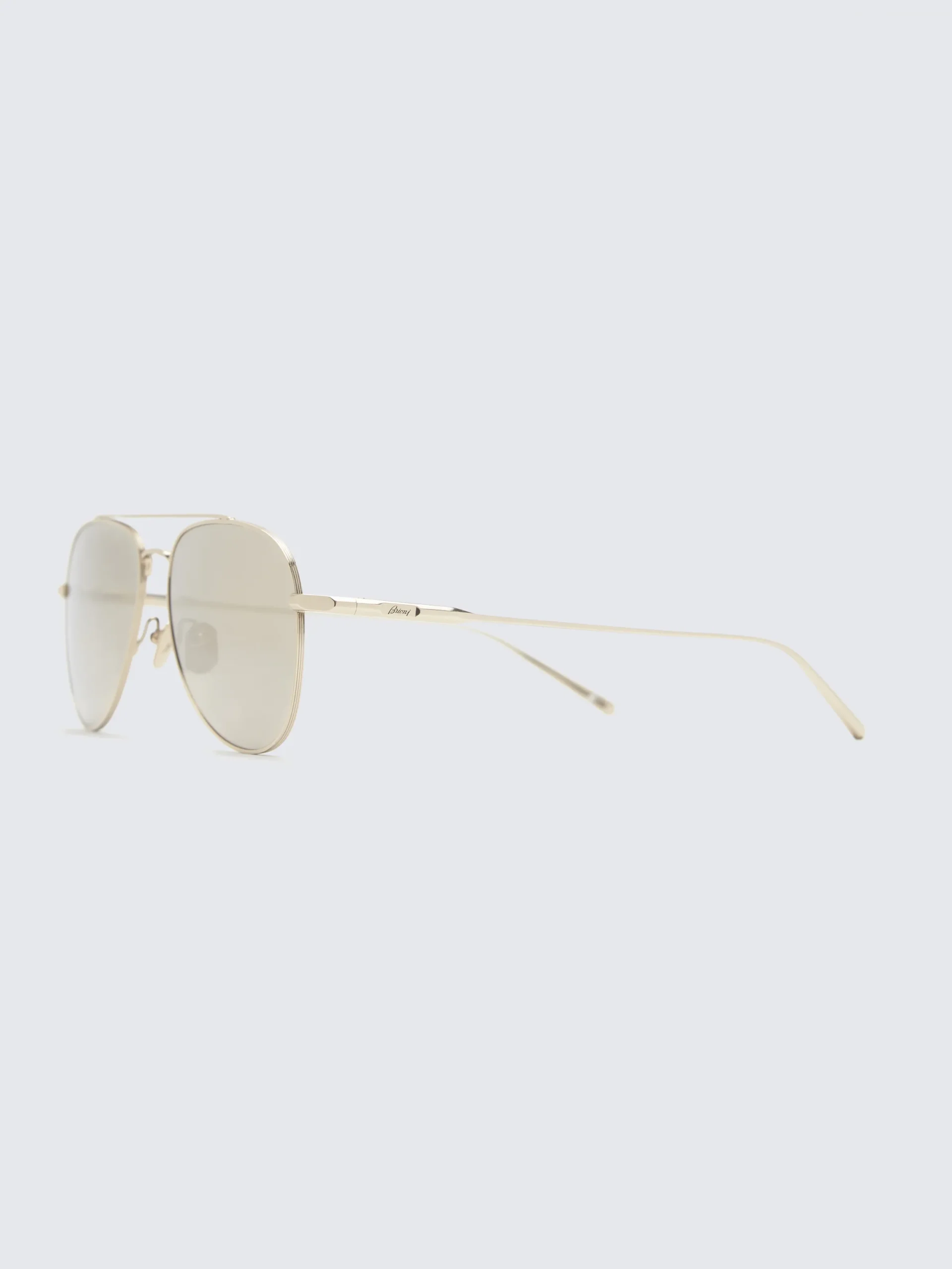 Outlet Brioni Titanium and grey pilot shape sunglasses Gold