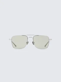 Hot Brioni Titanium and green double bridge sunglasses Silver