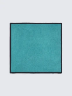 Best Brioni Turquoise and navy blue silk pocket square Turquoise blue