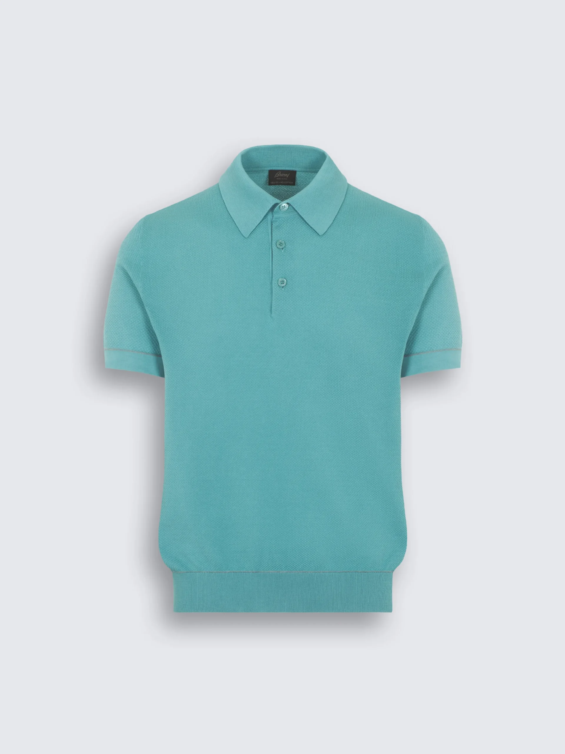 Best Brioni Sea Island cotton piqué polo Turquoise blue