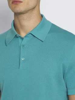 Best Brioni Sea Island cotton piqué polo Turquoise blue