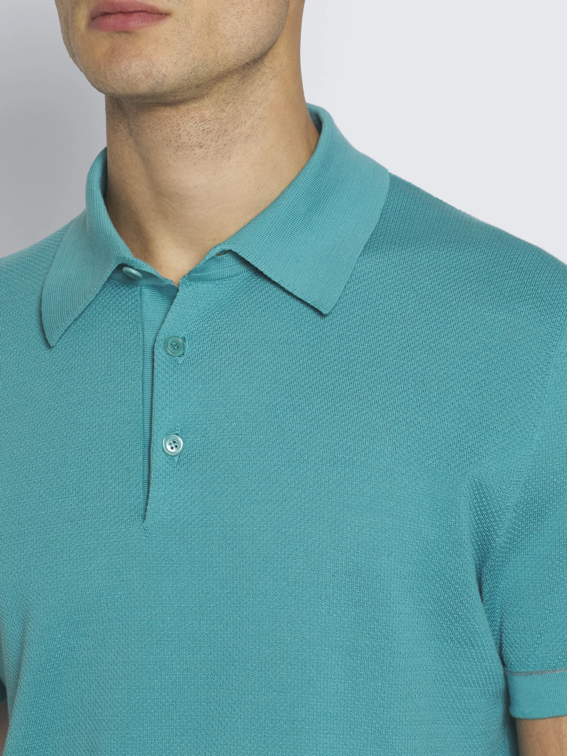 Best Brioni Sea Island cotton piqué polo Turquoise blue
