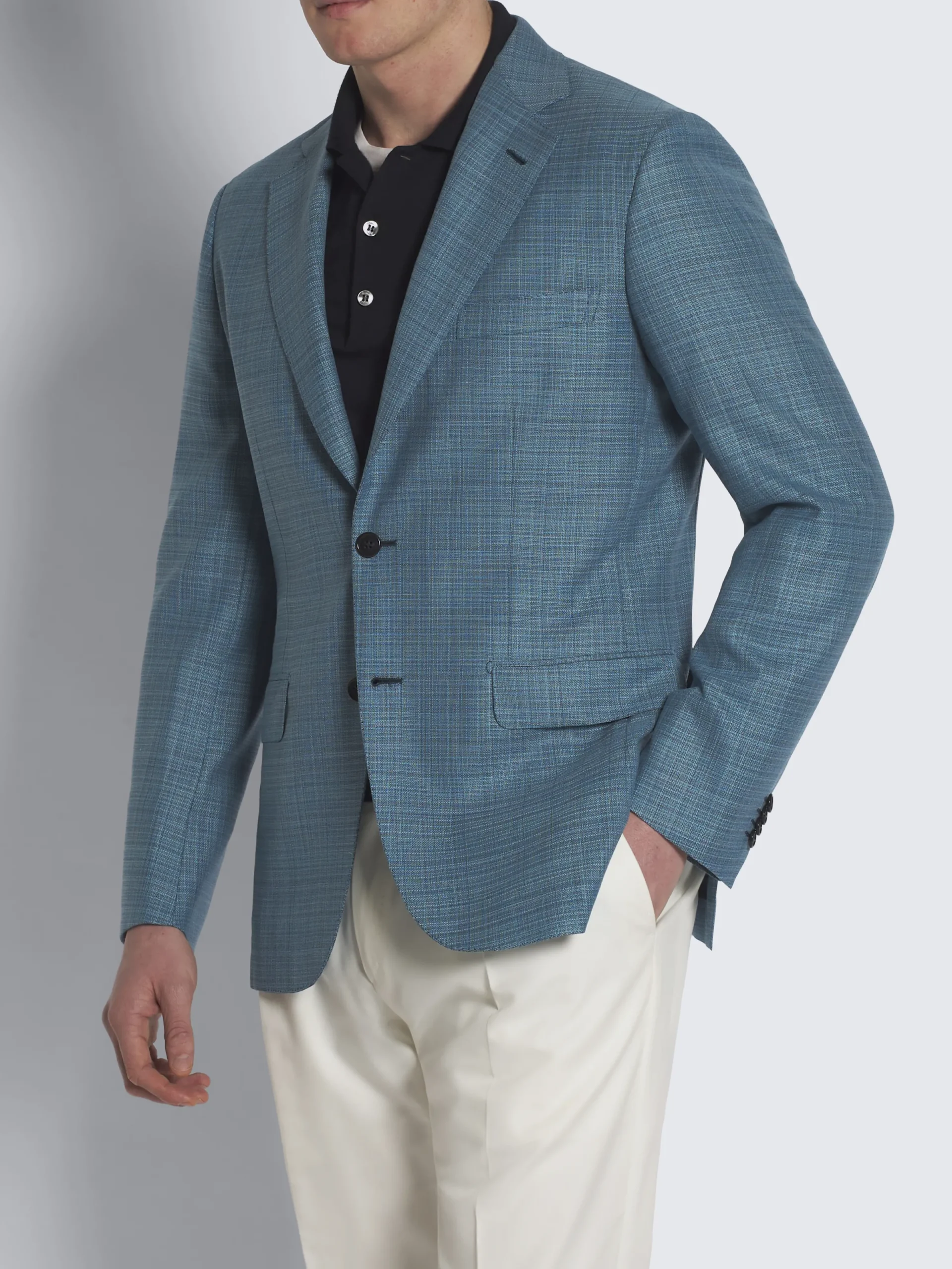 Sale Brioni Turquoise checked wool Plume jacket Turquoise blue
