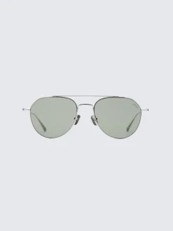 Sale Brioni Ultra-light titanium pilot shape sunglasses Silver