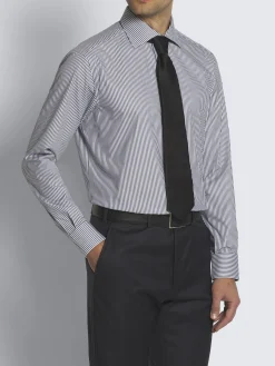 Best Brioni and dark grey striped organic cotton formal shirt White