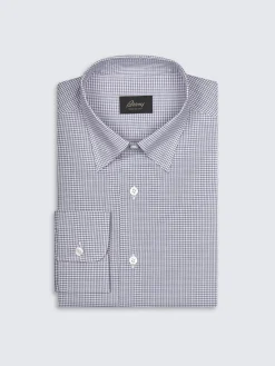 Best Brioni White and checked cotton hidded button-down shirt Grey