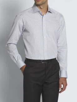 Discount Brioni and lead grey checked cotton formal shirt White