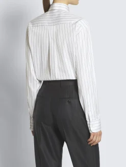 Best Brioni White and lead grey striped cotton twill shirt