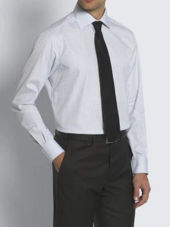 Best Brioni and light blue checked cotton formal shirt White