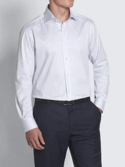 Sale Brioni White and light blue striped organic cotton formal shirt