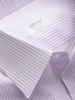 Discount Brioni and lilac cotton formal shirt White