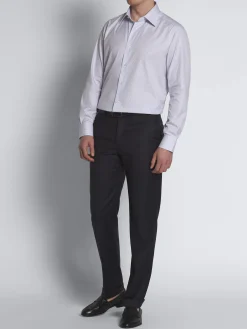 Clearance Brioni White and micro-checked Ginza 45 cotton formal shirt Lilac