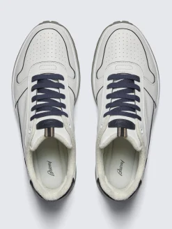 Fashion Brioni and midnight blue Crossing sneakers White