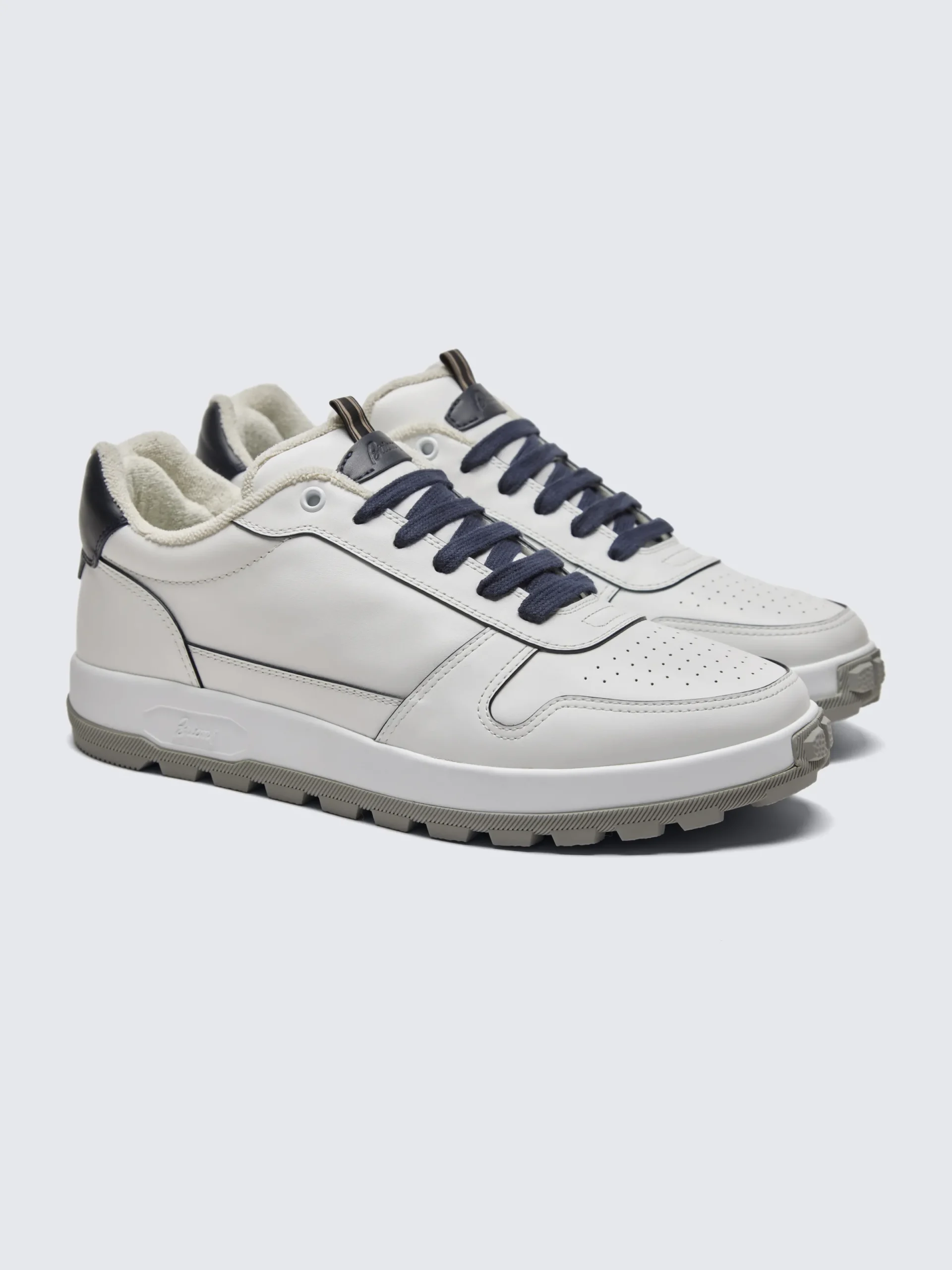 Fashion Brioni and midnight blue Crossing sneakers White