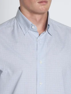 Fashion Brioni White and checked cotton hidden button-down shirt Petroleum blue