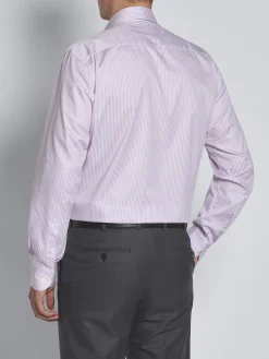 Hot Brioni White and striped organic cotton formal shirt Pink