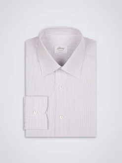 Best Brioni and purple striped Giza 45 cotton formal shirt White