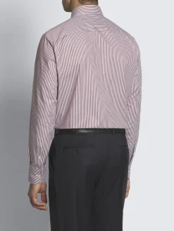 New Brioni and red striped organic cotton formal shirt White