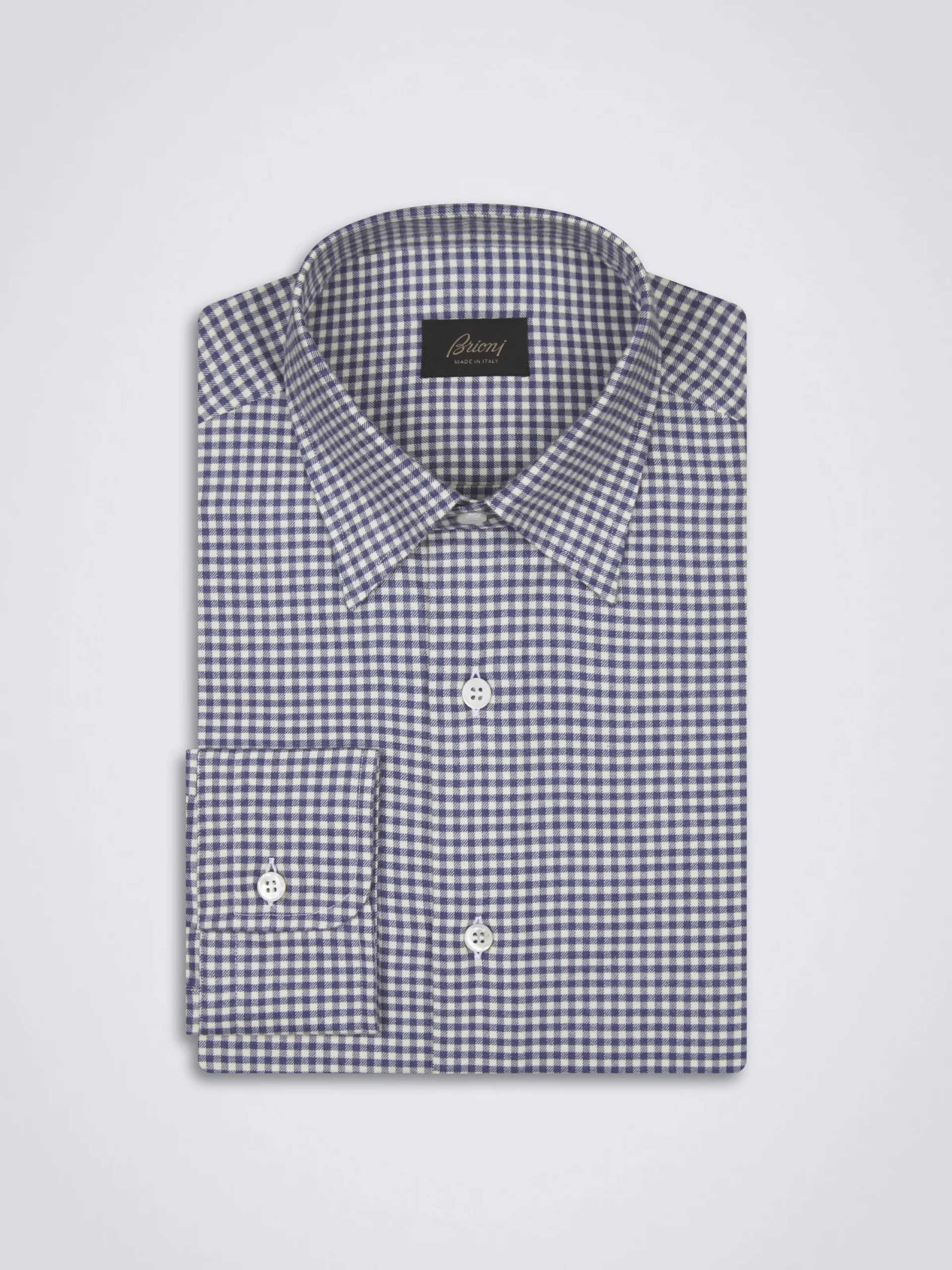 Outlet Brioni and royal blue cotton hidden button down shirt White