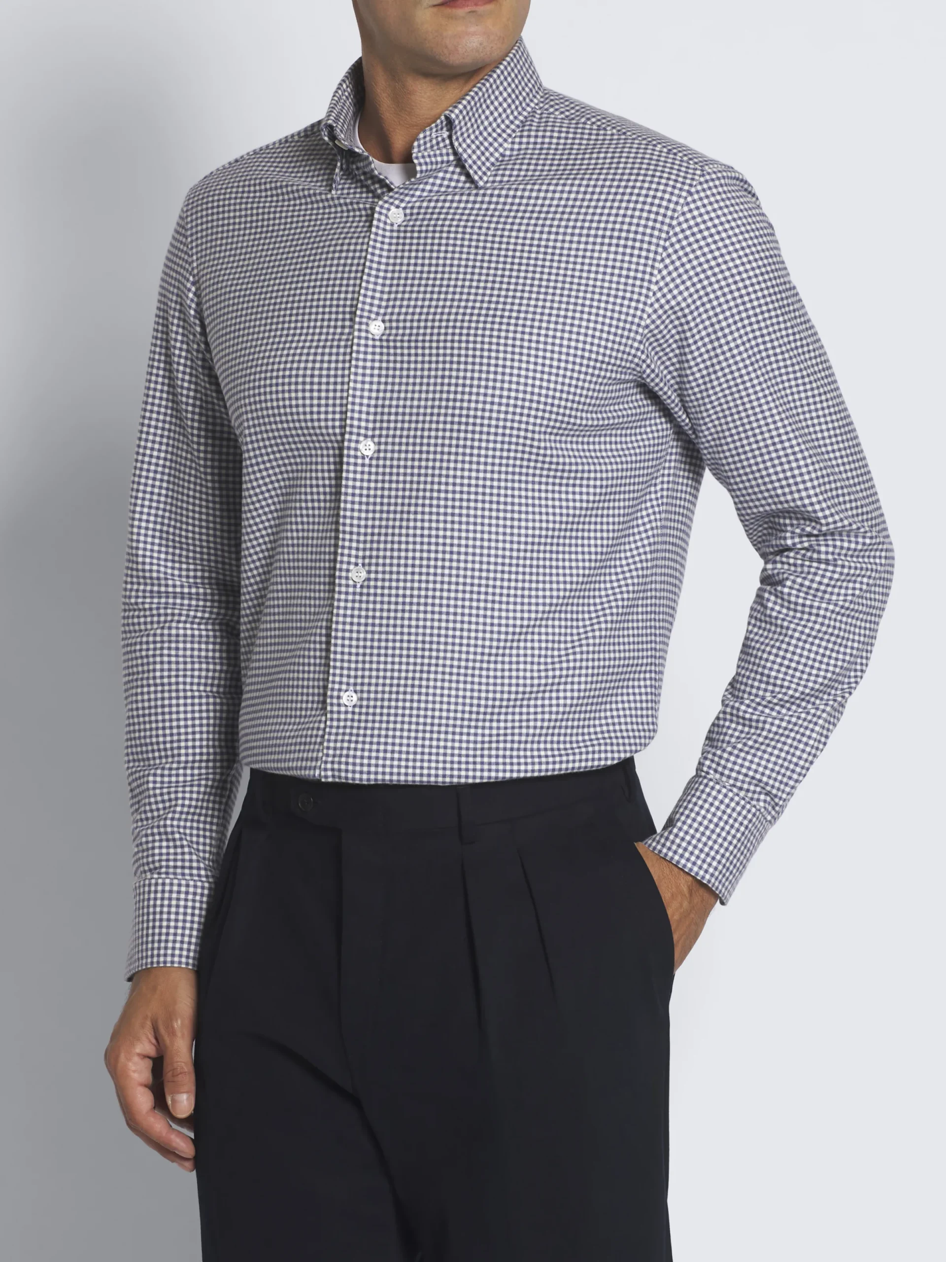 Outlet Brioni and royal blue cotton hidden button down shirt White