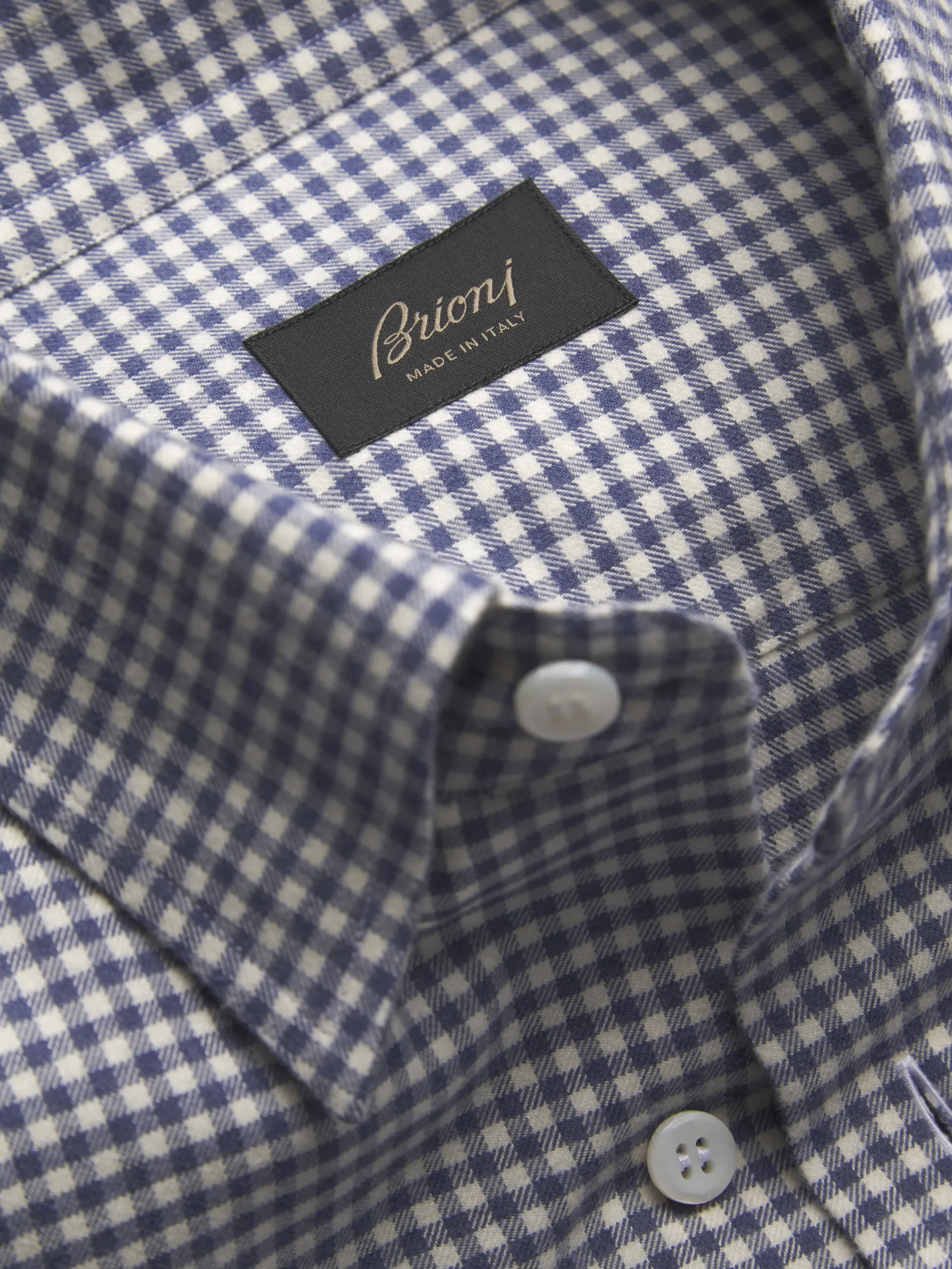 Outlet Brioni and royal blue cotton hidden button down shirt White