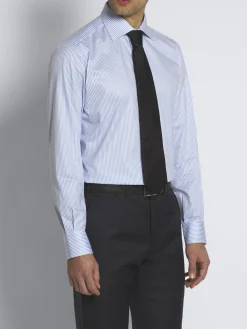 Hot Brioni and sky blue striped organic cotton formal shirt White