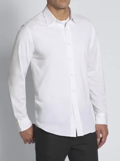 New Brioni gassed organic cotton hidden button-down shirt White